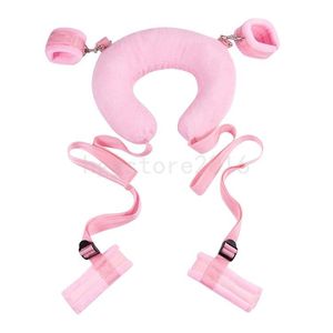 Sotto il letto Bondage Set Kit di contenimento Cuscino Polsini alla caviglia Sistema Giocattolo BDSM, Pink RedBlack # R45