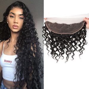 Brazilian Unprocessed Human Hair 13X4 Lace Frontal Water Wave Pre Plucked Virgin Hair Top Closures 10-24Inch Ear To Ear Frontal