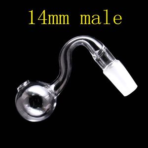 Curvo dos queimadores de óleo de vidro fumar tubos de fumar tubos de pyrex tubos de água clara 14.4mm 14mm 18.8mm 18mm masculino articulação feminina