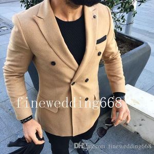 Wysokiej jakości Fajne Aksamitne Podwójne Brązowe Brown Wedding Groom Tuxedos Mężczyźni Garnitury Prom Ślubny Obiad Best Man Blazer (Kurtka + Krawat + Spodnie) N13