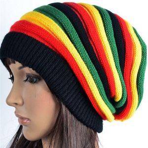 Jamaica Reggae Gorro Rasta Style Cappello Hip Pop Men's Winter Hats Female Red Yellow Green Black Fall Fashion Women's Knit Cap S1218