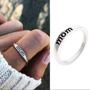 Mamma mor eller pappa far silver fingerband ringar semester gåvor kärlek mode smycken storlek: 6 7 8 9 10