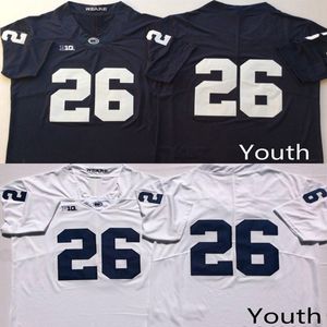 Молодежь № 26 Saquon Barkley College Penn State Jerseys White Blue Kids Boys Size American Foolbal