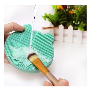 Tamax MP023 2 in 1 Silicone little bear Makeup Brush washing Cleaning Pad and Brush Drying Storage Stand Holder