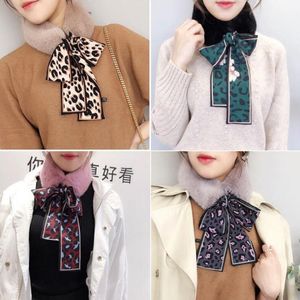 Kvinnors vinter bra kvalitet mjuk faux päls halsduk leopard print boll krage sjal tjockt varmare elegant silkesband scarf halsdukar wraps