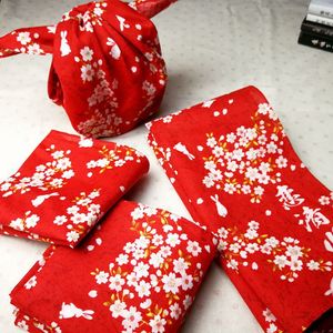 Tryckt näsduk japansk stil näsduk fyrkantig halsduk röd blå tryckt polyestermaterial