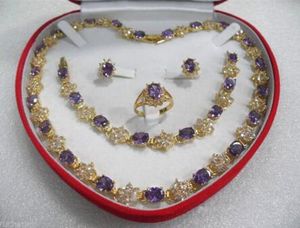 Prett Mooie Dames Bruiloft Snelle VerzendingWomen s Sieraden Gem Gele Ketting Armband Earring Ring Sets Zilveren Sieraden