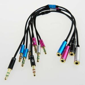 Högkvalitativ 3,5 mm Mini Jack 1 Kvinna till 2 Man (Headset + Mic) Y Splitter Hörlurar Datorljudkabel