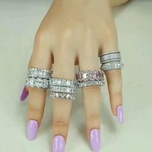 Vecalon 18 stylów klasyczny pierścionek przyrzeczenia diament prawdziwe 925 srebro obrączka pierścionki dla kobiet mężczyzn Party biżuteria