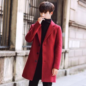 New Fashion Wool Coat Autumn And Winter Men Middle Long Coats Mens Outdoor Warm Windbreaker Overcoat