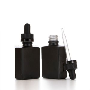 30 ml quadratische, schwarz beschichtete Glasflasche mit Glas-Augentropfer, 1 Unze Fassungsvermögen, UV-sichere Flaschen für ätherische Öle und Aromatherapie