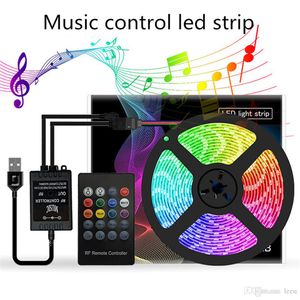 Musik LED Strip RGB Tape Light USB 5V TV Bakgrundsbelysning för Party Bakgrundsbelysning Vattentät Flexibel Neon SMD 5050 Strips FITA