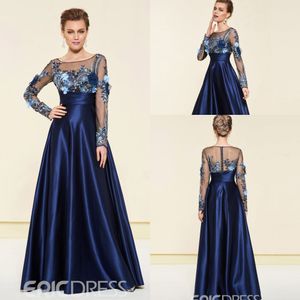 Plus Size A Line Mother of The Bride Dresses Jewel Long Sleeve Wedding Guest Dress Lace Applique Sequins Sweep Train Evening Gown