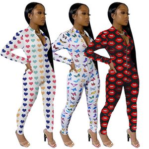 Plus w rozmiarze 2x Summer Women Jumpsuits Modna druk Solidny kolor Rompers długoternowe obudowowe body