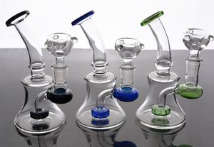 Piccolo Beaker Bong in vetro Tubi d'acqua Recycler Dab Rig Bubbler Beaker Bong 14mm Joint Spedizione gratuita