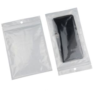 100 pçs / lote 9 * 12 cm reabrir zipper bag-branco transparente BOPP pearlised filme saco ziplock, pacote de resuable café bean / biscoito bolsa de armazenamento