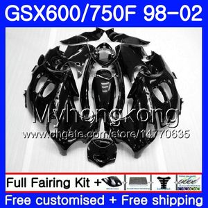 Kropp för Suzuki Katana GSXF 600 750 GSXF750 98 99 00 01 02 292HM.7 GSX 750F 600F Full Glossy Black GSXF600 1998 1999 2000 2001 2002 Fairing