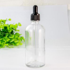 USA Market Clear Clear 100ml GlassEジュースボトルスクリューキャップとガラス目ドロッパー付きの空の油ガラスボトル