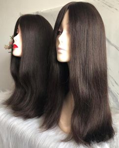 Kosher Wigs 12A Grade Brown Color #2 Finest European Virgin Human Hair Silky Straight Driè Invisible Knot