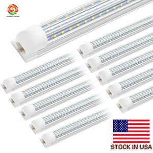 V-Shaped 2ft 3ft 4ft 5ft 6ft 8ft Cooler Door Led Tubes T8 Integrated Led Tubes Triplex Sides Led Lights 85-265V Stock In US