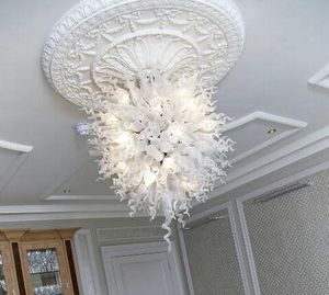 Unique Design White Lamps Crystal Chandelier High Ceiling Energy Saving Light Source Modern Hand Blown Glass Chandeliers with LED Lights