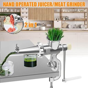 2 i 1 hushållsarbetad juicer köttkvarnjuice squeezer presscykel köttfrukt grönsak wheatgrass