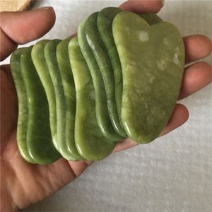 Jd010 pedra natural xiuyan verde jade guasha gua sha placa massageador para terapia de demolição rolo de jade