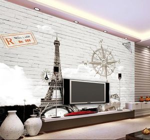 Abstract hand drawn paris eiffel tower tv background wall modern wallpaper for living room