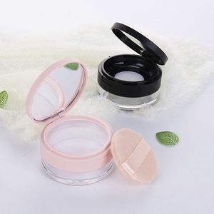 20 g lös pulverbehållareflaska med elastisk skärm Mesh Black Pink Flip Cap Jar kosmetisk fodral w sifter