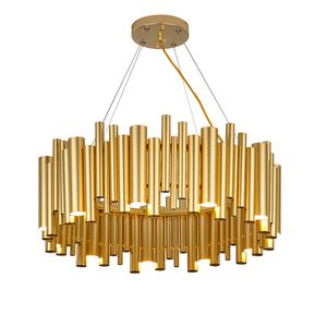 Metall hängande lampor rör ljuskrona belysning guld rostfritt stål lampa rektangel matsal kök ledd hängande ljus armaturer
