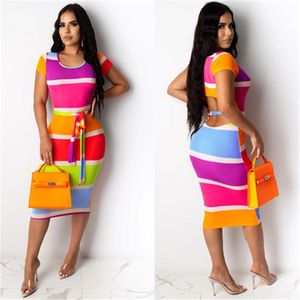 カラーステッチ女性夏のドレス熱い販売ファッションストラップスリムカジュアルドレスデザイナー新しい半袖キャンディーカラードレス服