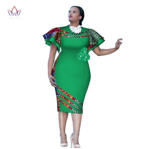 Customized African Print ClothingRuffle Sleeve Knee Dress Summer Women Party Dresses Plus Size African Clothing 6XL BRW WY2409