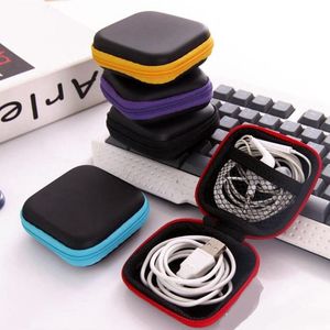 Headphone Case PU Leather Earbuds Pouch Mini Zipper Earphone box Protective USB Cable Organizer Fidget Spinner Storage Bags 5 Colors ST644
