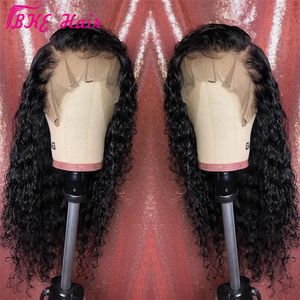 13*4 Deep Part Lace Front Simulation Echthaar Perücken für schwarze Frauen Vorgezupfte Wasserwellenperücke