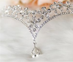 Cheap Korean Style Women Austria Crystal V Shape Water Drop Crown Tiaras Hairwear Wedding Bridal Jewelry Accessory HeadPieces