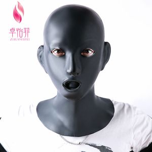 Frau Latex Maske Gummi Unisex Kapuze mit roten Mund Zähne Lippe zugewandte Hülle Bdsm Sexspielzeug für Paare Erotikspiele Bdsm Maske