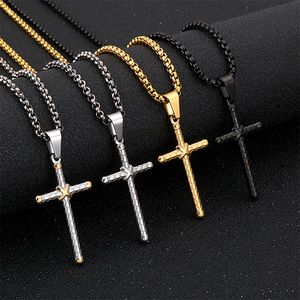 FREE SHIPPING Best gifts 2019 New Casting Stainless steel simple Cross Pendant Hip-Hop Mens Necklace Rolo chain 3MM 24''