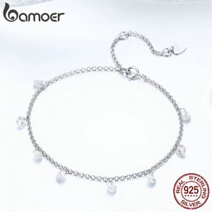 Wholesale-Silver Simple Geometric Crystal CZ Link Chain Bracelets & Bangles for Women Authentic Silver Jewelry