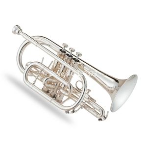 Professional Jupiter JCR-520S Bb Cornet Sliver Plated Musical instrument high quality with Case Gloves Free Shipping