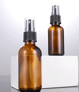 도매 빈 갈색 향수 화장품 스프레이 병 30ml 60ml 앰버 보스턴 유리 스프레이 병이있는 검은 미세 미스트 미스트 스프레이어 캡