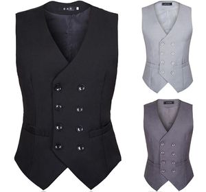 New Enhance The Autumn Men Suit Armor British Style And Korean Version Of Black Double-Breasted Body-Shaping Men Suit Waistcoat