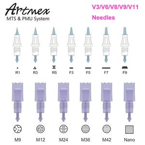 20pcs Artmex V3 V6 V8 V9 V11 교체 바늘 카트리지 PMU 시스템 바디 아트 영구 메이크업 문신 바늘 Derma 펜