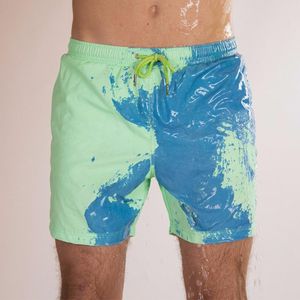 QNPQYX新しい魔法の変化カラービーチショーツ男性水泳トランク水着クイックドライバーショーツビーチショーツ色の変化のズボン