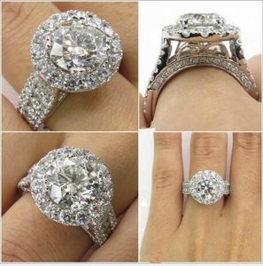 Wholesaleニューレアル925スターリングシルバーリングダイヤモンドの結婚指輪セットの女性シルバーの結婚指輪エンゲージメントジュエリーCZパーティーリング