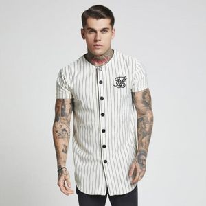 Fashion T-shirts Summer Men's Tees Streetwear Hip Hop Polos Sik Silk Embroidered Baseball Jersey Striped Shirt Men Brand Clothing