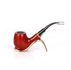 Factory direct sales of old red wood pipe, red sandalwood hand free pipe, acrylic transparent curved handle tobacco wholesale