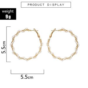 Hot Sale Unique Design Big Geometric Korean Earrings for Women Girl Round Circle Imitation Pearls Earrings Personality Jewelry