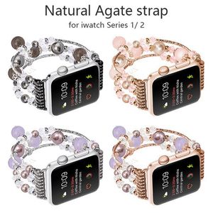 Lyxiga kvinnliga remmar Fashion Natural Grey Agate Band för Apple Watch Ultra 49mm Series 8 7 6 SE 5 4 3 Ersättningshandband Rem Iwatch 41mm 45mm 38mm 40mm 42mm 44mm
