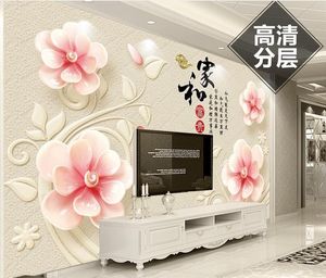 Custom wallpaperHome and rich modern minimalist embossed tv background wall living room bedroom children room background 3d wallpaper murals