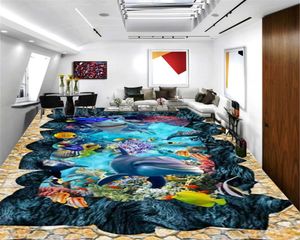 Ev Dekorasyonu Duvar kağıdı Güzel Sualtı Dünyası Köpekbalıkları ve Yunuslar Ev Dekorasyonu Salon Yatak odası Wallcovering HD Wallpaper 3D
